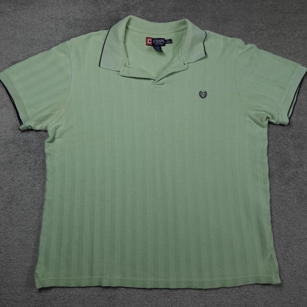 Chaps Ralph Lauren Polo Shirt Mint Green Striped Crest Logo Preppy XXL (26x28)